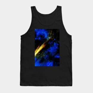 Shooting Star in the Night Sky Abstract Blue and Black Artwork Tank Top